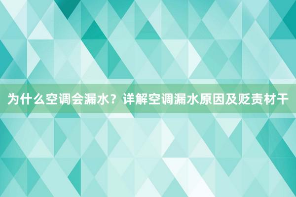 为什么空调会漏水？详解空调漏水原因及贬责材干